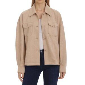 NWT, L, Bagatelle Faux Suede Shirt‎ Jacket, Button-Down, Oatmeal *Flawed*